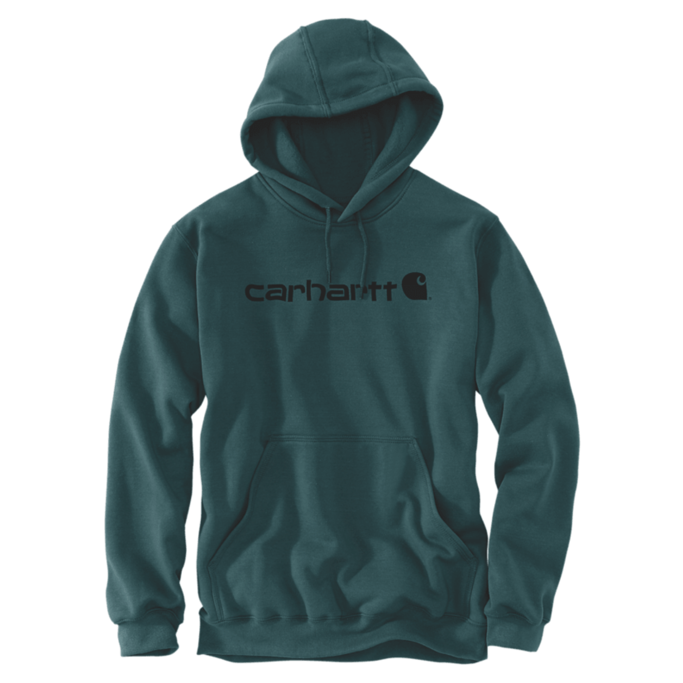 Carhartt Men's Signature Logo Hoodie in Greenstone