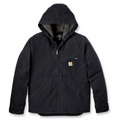 Carhartt Men's Relaxed Fit Washed Duck Sherpa-Lined Jacket in Black