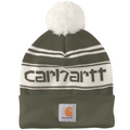 Green Carhartt Pom-Pom Cuffed Beanie