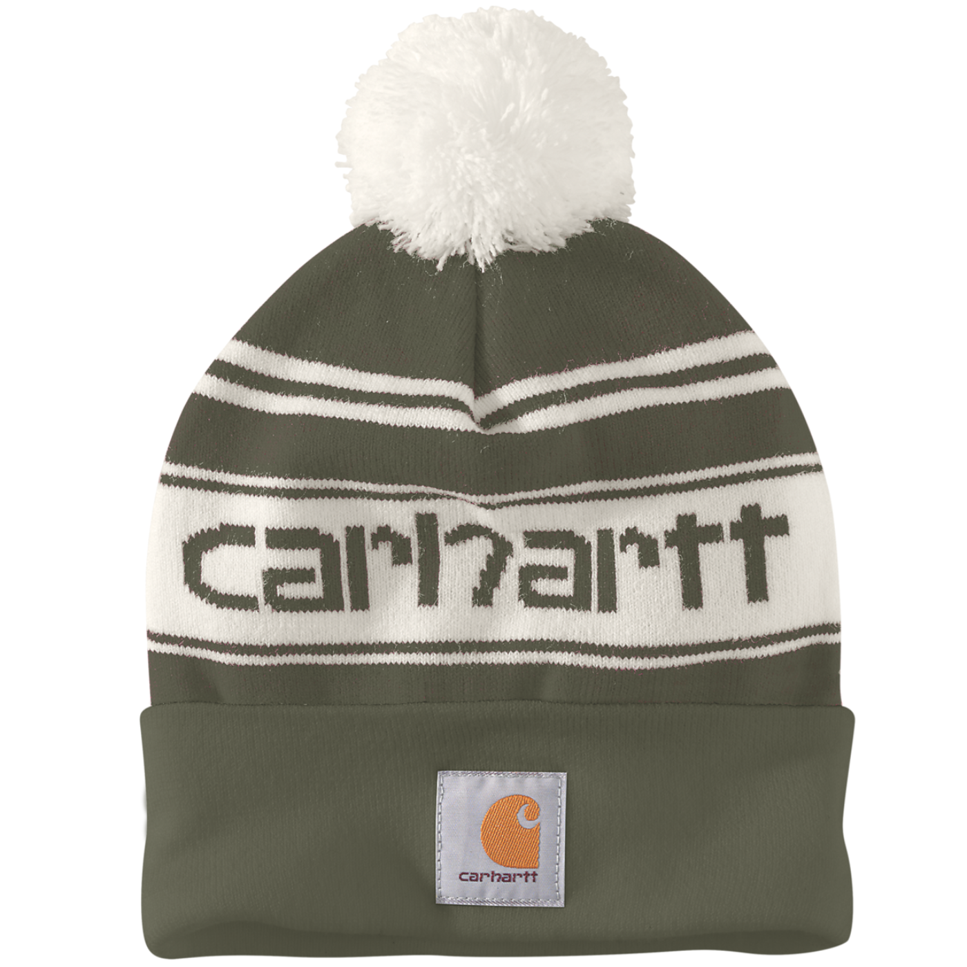 Green Carhartt Pom-Pom Cuffed Beanie