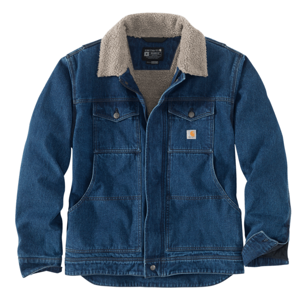 Carhartt Men's Relaxed Fit Denim Sherpa-Lined Jacket in Blue Jeans