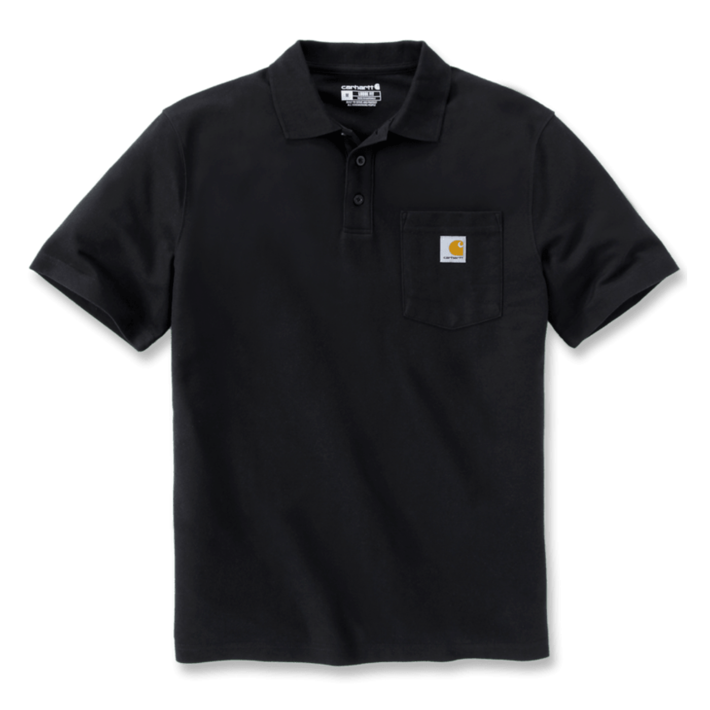 Carhartt Men's Loose Midweight Short Sleeve Polo Shirt with Pocket in Black
