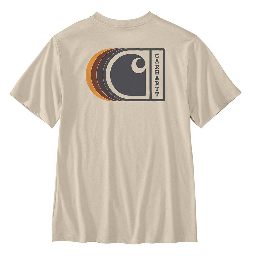 T-shirt com manga curta de homem Carhartt Relaxed Fit Lightweight C Graphic em Bege. Foto da parte de trás.