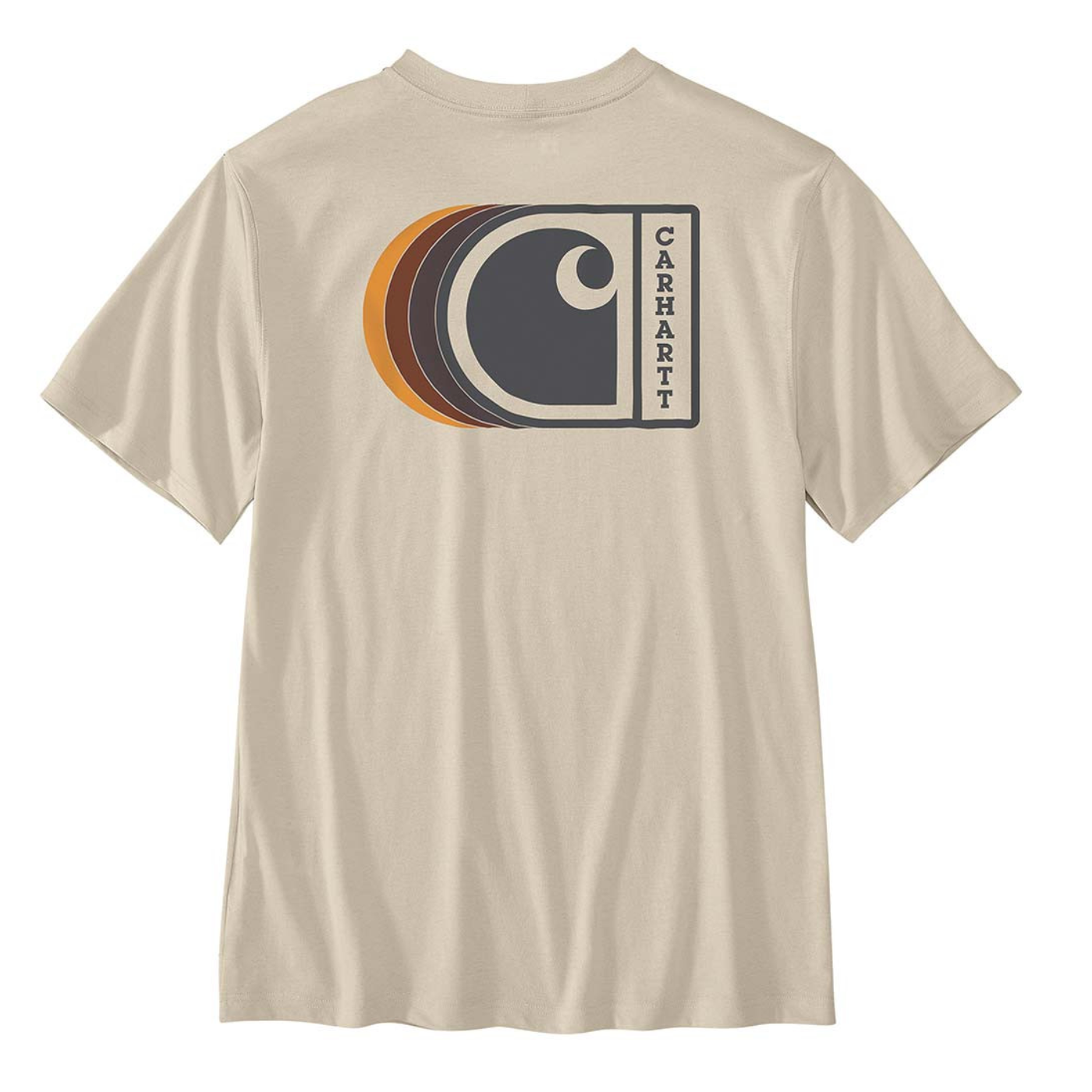 T-shirt com manga curta de homem Carhartt Relaxed Fit Lightweight C Graphic em Bege. Foto da parte de trás.