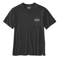 T-Shirt de manga curta para homem Carhartt Relaxed Fit Lightweight Pocket Script Graphic em Preto. Foto da parte da frente.