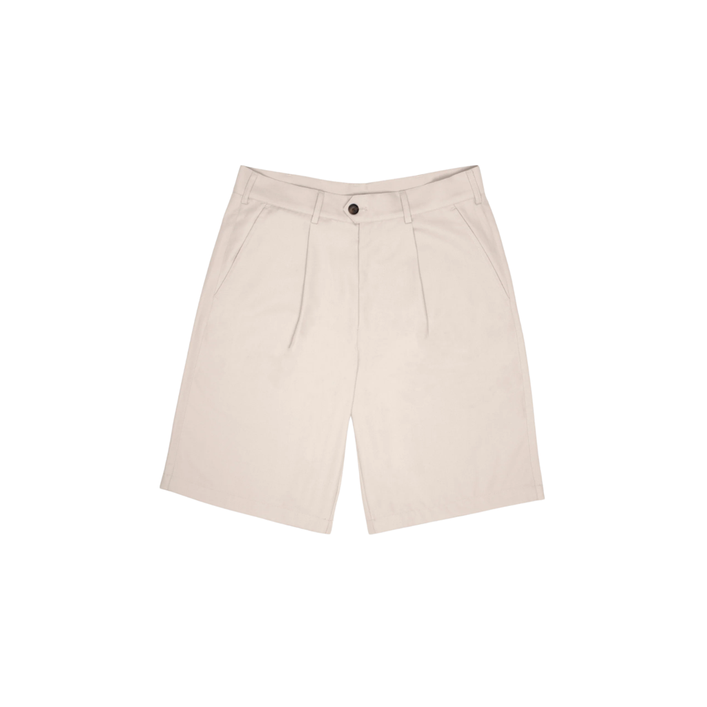 Cream Pleated Shorts